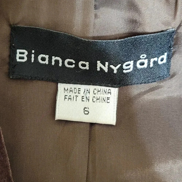 BIANCA NYGARD Brown Leather Suede Jacket Size 6 - Picture 8 of 8